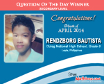 Question of the Day Winner – April 2014